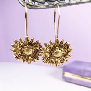 Express sunflower dangle goldtone earrings